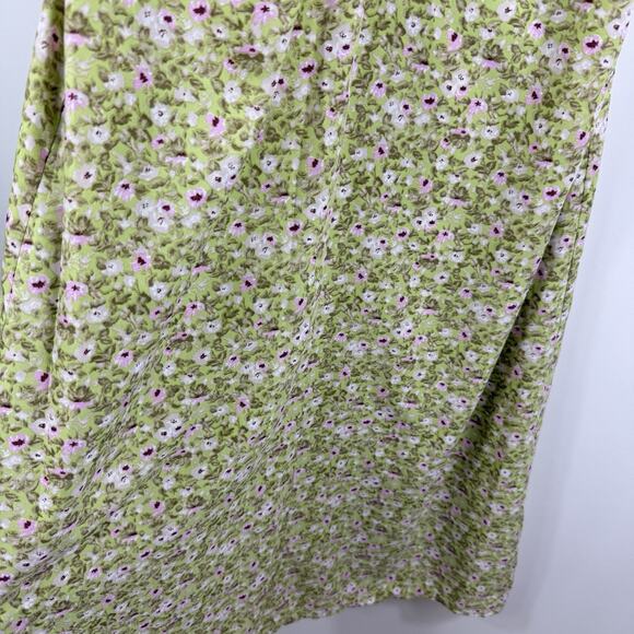 ASTR The Label New Lime Pink Ditsy Floral Midi Dress Medium Cut Out Smocked - Picture 3 of 13